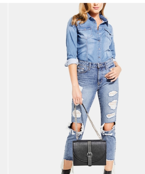 New York & Company Denim long sleeve shirt (SUPER SOFT) - Picture 2 of 16